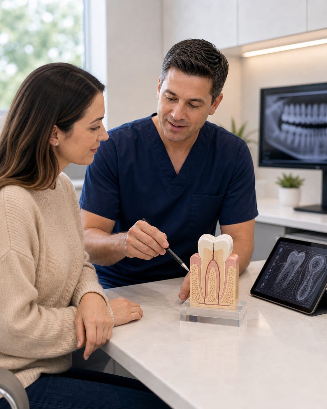 Cracked tooth evaluation with a cracked tooth model at Bixby Endodontics