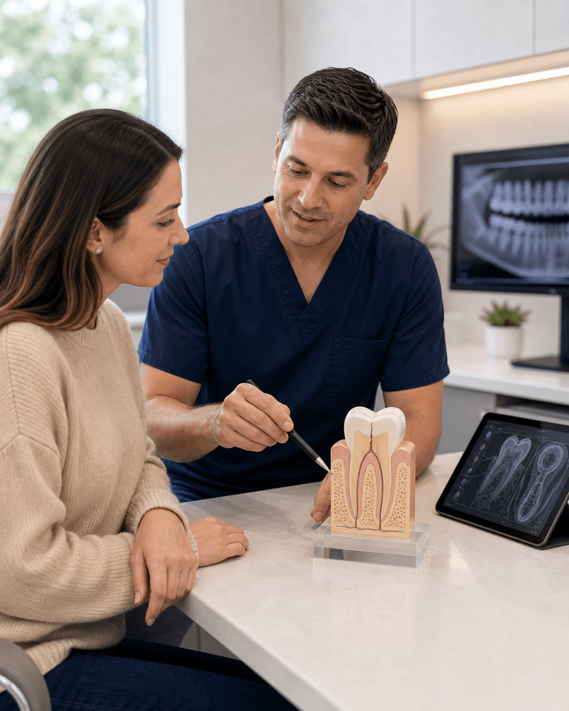 Cracked tooth evaluation with a cracked tooth model at Bixby Endodontics